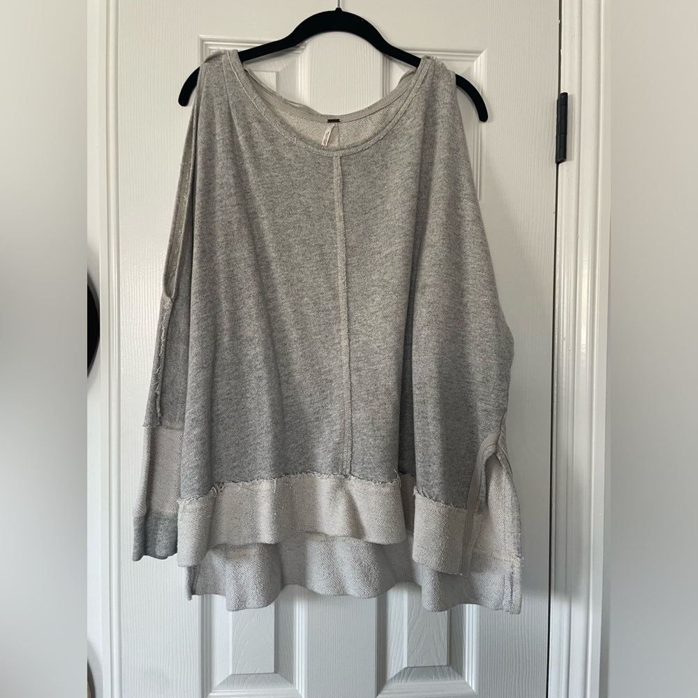 Free People grey sweater. Open shoulder detail